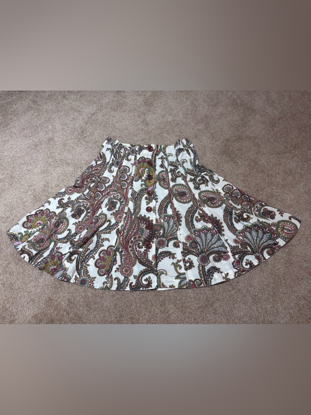 CAbi Paisley Boho A-Line Pleated Skirt